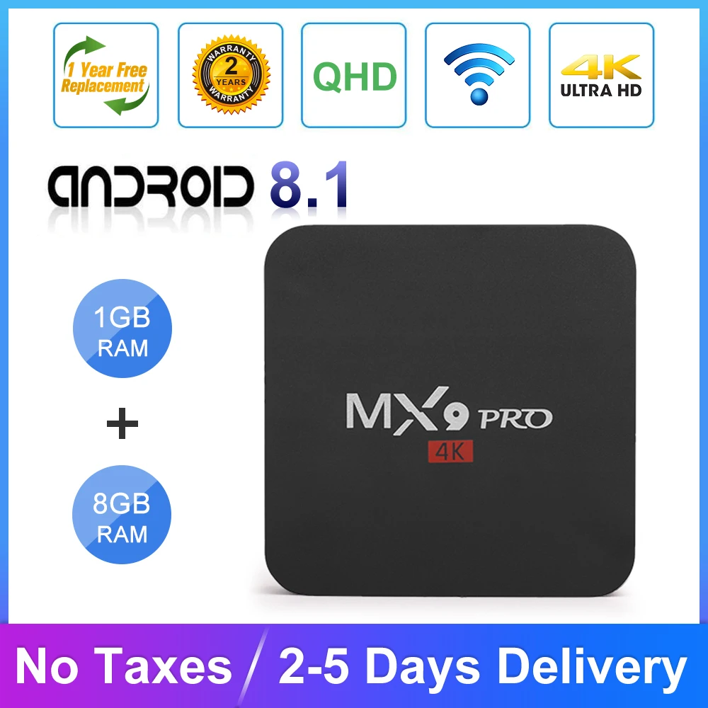 4K MX9Pro QHD Android TV Box 1GB 8GB HDMI 2.0 2.4Gwifi H.265 Fast Delivery Ship From France MX9pro QHD Android Smart TV Top Box
4K MX9Pro QHD Android TV Box 1GB 8GB HDMI 2.0 2.4Gwifi H.265 Fast Delivery Ship From France MX9pro QHD Android Smart TV Top Box