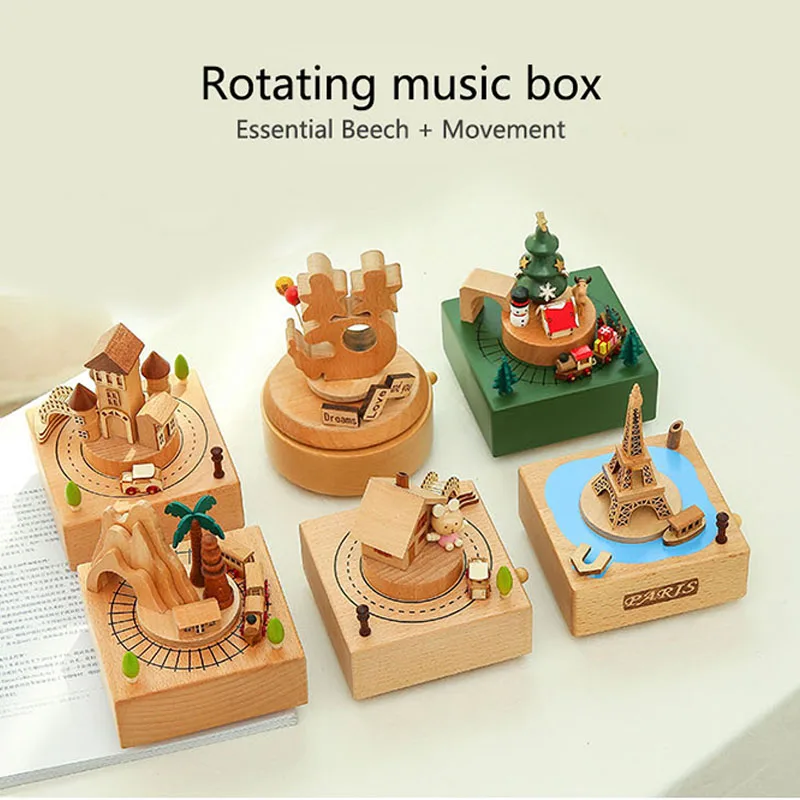 Wooden Music Box Rotating Clockwork Music Box Ornaments Castle Christmas Train Movement Creative Roller Coaster Music Box 1PC
Wooden Music Box Rotating Clockwork Music Box Ornaments Castle Christmas Train Movement Creative Roller Coaster Music Box 1PC