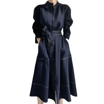 Elegant Long-sleeve Single-breasted Loose Waist Belt Trench Dress 2020 New Autumn Casual Retro Long Dress Women NS2215 
Elegant Long-sleeve Single-breasted Loose Waist Belt Trench Dress 2020 New Autumn Casual Retro Long Dress Women NS2215