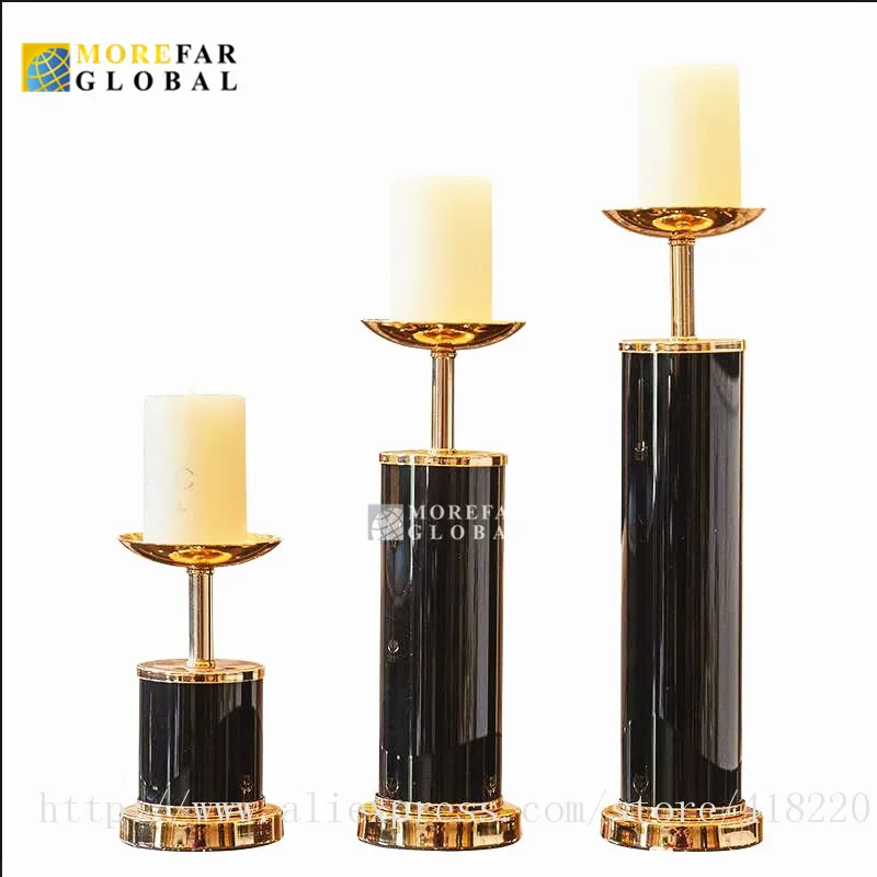 

3Pcs/Set European Style Simple Candle Holder Decoration Metal Ceramic Iiving Room Dining Table Modern Home Furnishings Creative