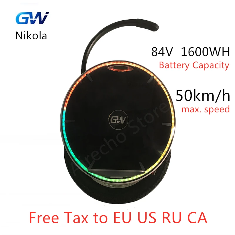 GotWay Nikola Self Balance Electric Scooter 84V 1600WH 50 km/h Max. Speed 2000W Motor With Bluetooth Speaker Unicycle Hoverboard
GotWay Nikola Self Balance Electric Scooter 84V 1600WH 50 km/h Max. Speed 2000W Motor With Bluetooth Speaker Unicycle Hoverboard