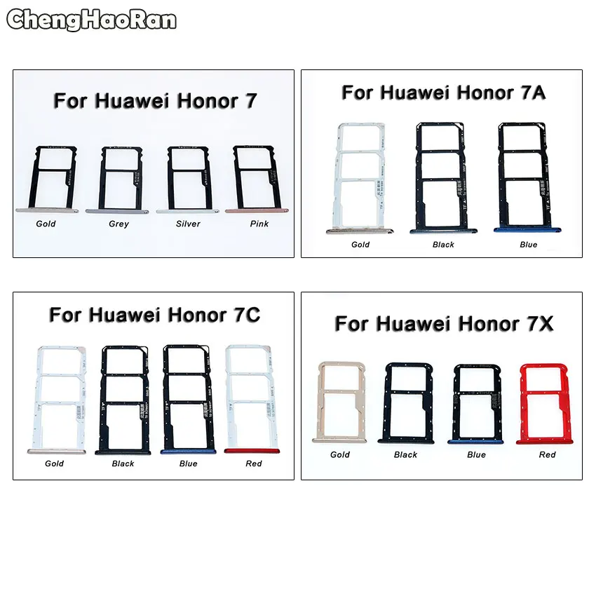 ChengHaoRan For Huawei Honor 7 7A 7C 7X SIM Card Holder Slot Tray Adapter Container Micro SD Card Tray Replacement Parts
ChengHaoRan For Huawei Honor 7 7A 7C 7X SIM Card Holder Slot Tray Adapter Container Micro SD Card Tray Replacement Parts