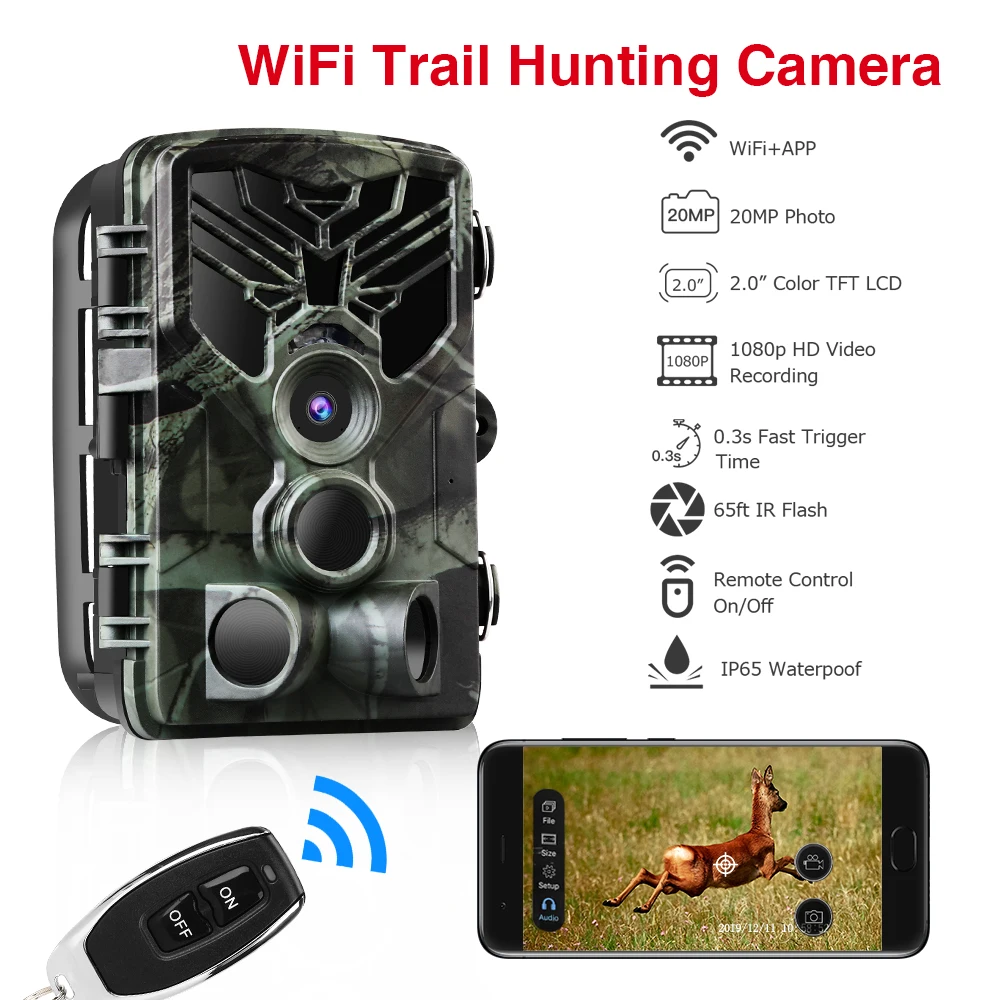 Wifi Trail Camera Remote Control Hunting Cameras 20MP 1080P Night Vision Wildlife APP Photo Traps Wireless Surveillance Camera
Wifi Trail Camera Remote Control Hunting Cameras 20MP 1080P Night Vision Wildlife APP Photo Traps Wireless Surveillance Camera