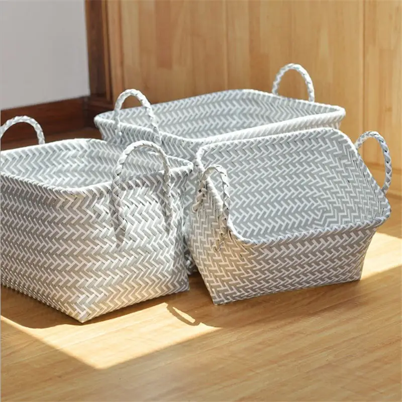 

Hand-plait Dirty Clothes Laundry Basket Toy Underwear Storage Container Rattan Sundries with Handle Book Snack Large Storage Bin