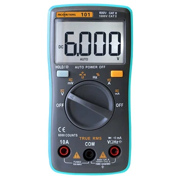 Auto Range Digital Multimeter 6000 counts Backlight Large Screen Buzzer Protection AC DC Ammeter Voltmeter Ohm Portable RM101
Auto Range Digital Multimeter 6000 counts Backlight Large Screen Buzzer Protection AC DC Ammeter Voltmeter Ohm Portable RM101