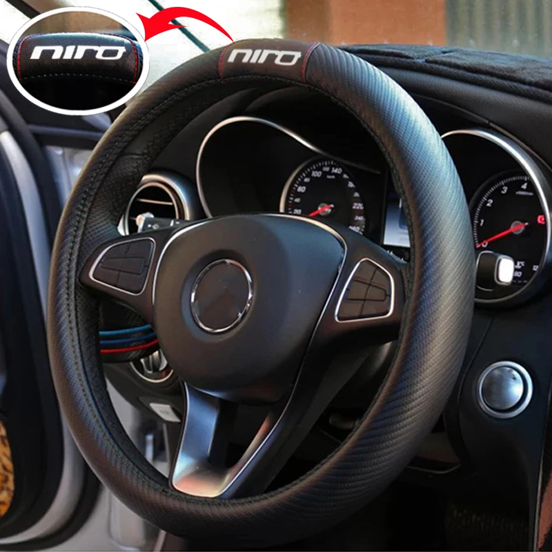 For Kia Niro Car Carbon Fiber Leather Steering Wheel Covers Cap Steering Wheel Cover Auto Car Interior Accessories 
For Kia Niro Car Carbon Fiber Leather Steering Wheel Covers Cap Steering Wheel Cover Auto Car Interior Accessories