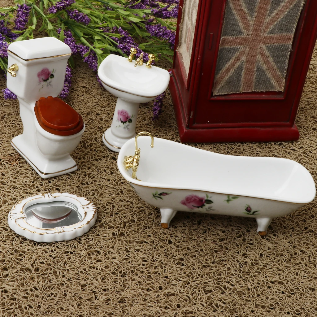 4 Pieces White Ceramic Bathroom Set Furniture 1/12 Dollhouse Miniature Kits
4 Pieces White Ceramic Bathroom Set Furniture 1/12 Dollhouse Miniature Kits