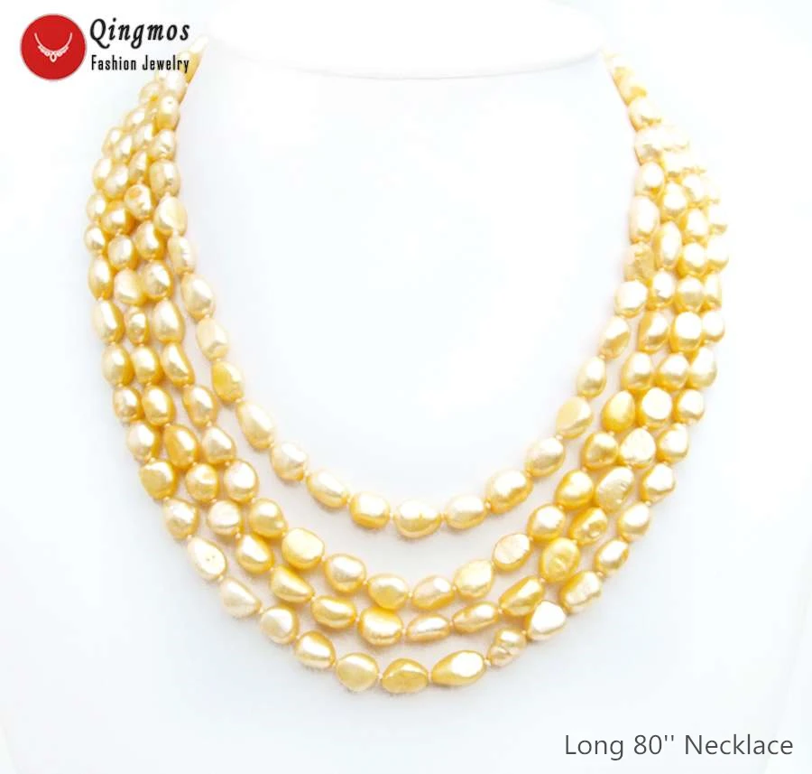Qingmos Fashion Natural Pearl Necklace for Women with 7-9mm Baroque Orange Pearl Long Necklaces Jewelry Sweater 80'' Colar N6562
Qingmos Fashion Natural Pearl Necklace for Women with 7-9mm Baroque Orange Pearl Long Necklaces Jewelry Sweater 80'' Colar N6562