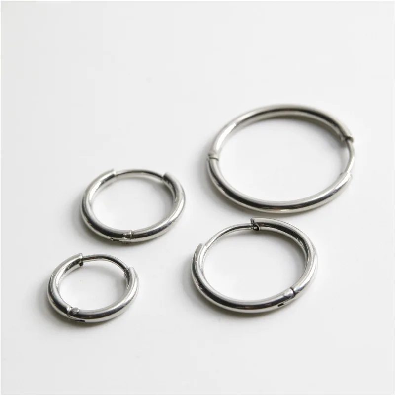 

Simple Circle Ring Earrings Silver Color Titanium Steel Earrings Men's and Women's Fashion Cocktail party Jewelry Gifts