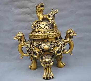 SS 18" China Tibet Censer Incense Burner Carve Dragon Foo Dog Lion QQ
SS 18" China Tibet Censer Incense Burner Carve Dragon Foo Dog Lion QQ