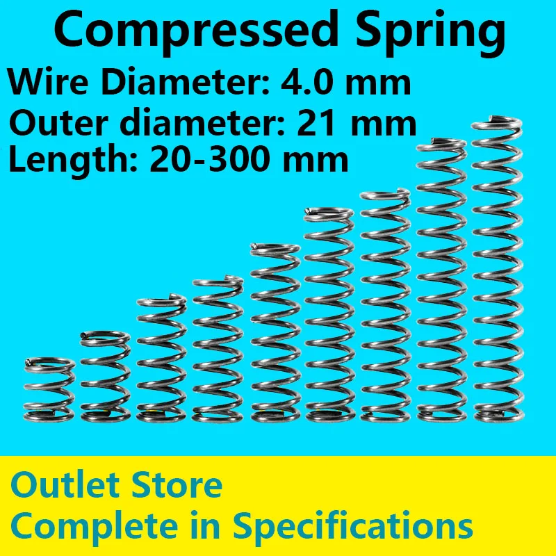 Return Spring Compressed Spring Pressure Spring Line Diameter 4.0mm, External diameter 21mm, Length 20mm-100mm Cash Sale
Return Spring Compressed Spring Pressure Spring Line Diameter 4.0mm, External diameter 21mm, Length 20mm-100mm Cash Sale