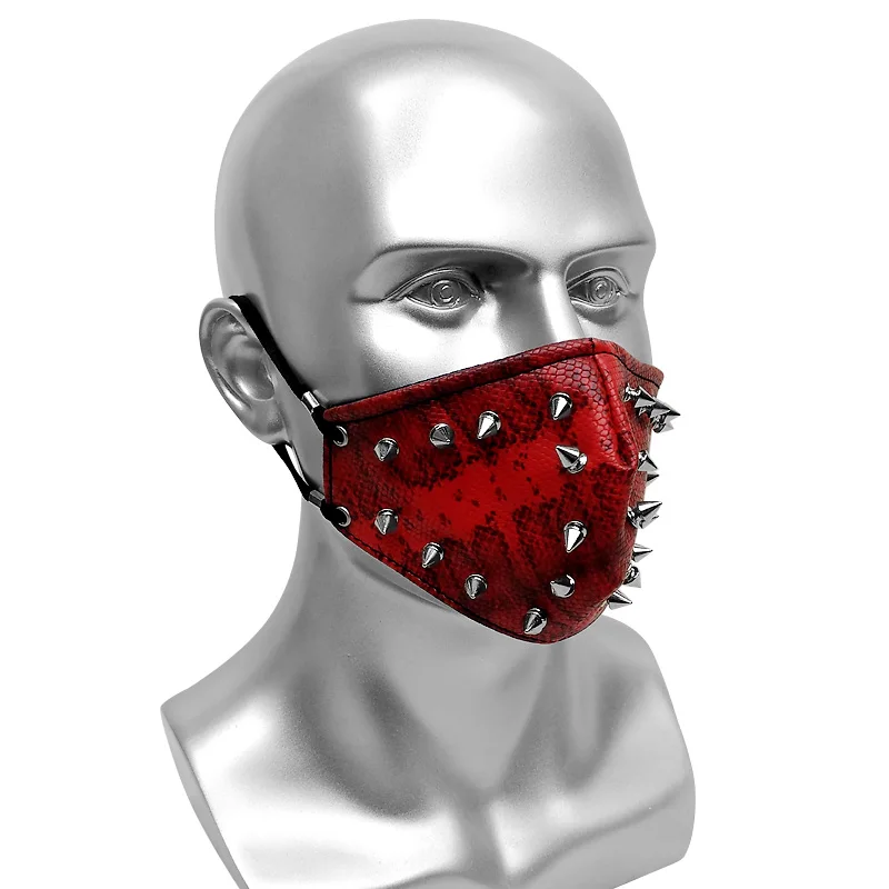 Модные красные маски из искусственной кожи в стиле панк смешные для косплея на