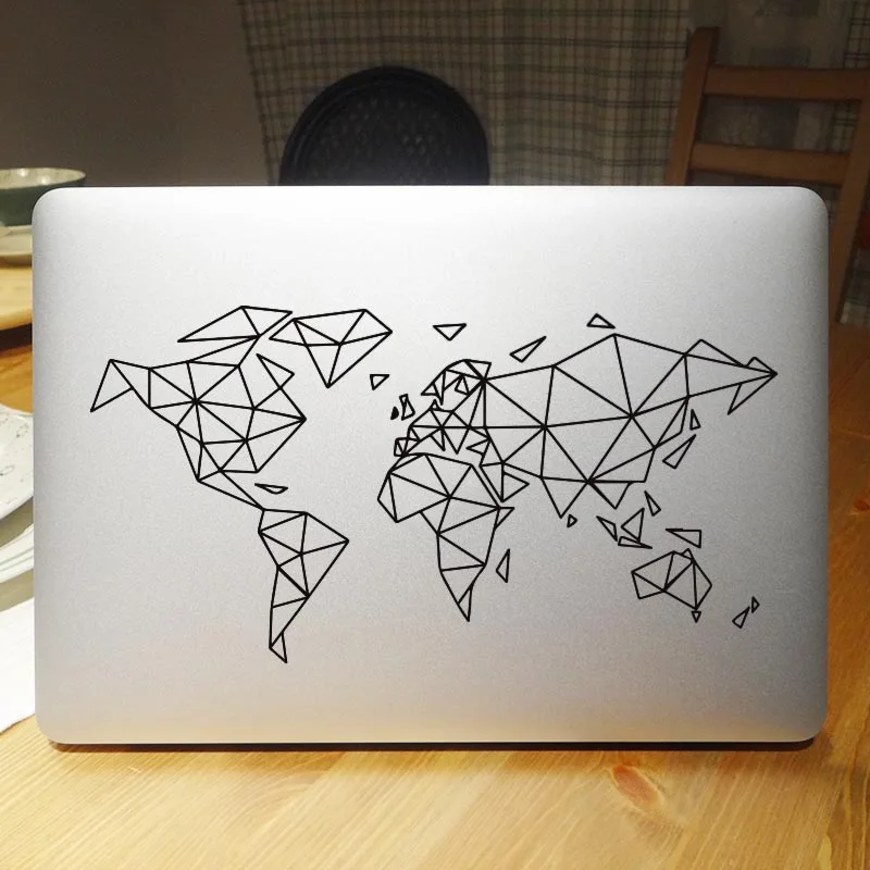 

Geometry World Map Vinyl Laptop Sticker for Macbook Pro 16" Air Retina 11 12 13 15 Inch Mac Book Skin 14" Surface Notebook Decal