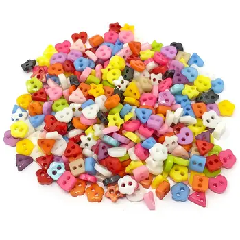 

250pcs 6mm Mini Star/Heart/Triangle/Square/Flower Buttons for Dolls & Soft Toys Clothes Assorted Colours & Designs