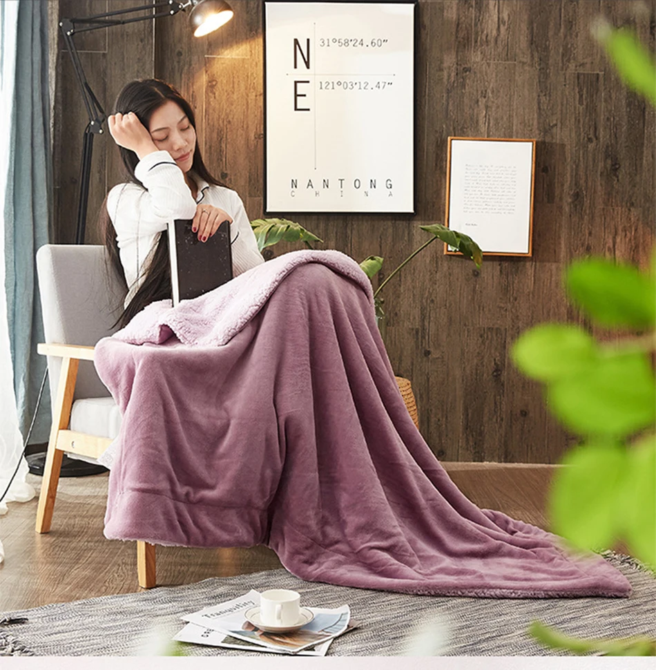 Generic Solid Color Throw Blanket Soft Comforter Bed Cover Winter Warm