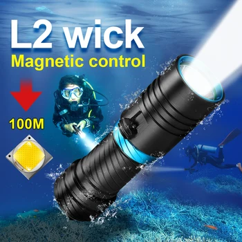 

Diving flashlight 18650 or 26650 IPX8 Waterproof Level XM-L2 LED Underwater Flashlights Portable Lantern dive light Lamp Torch