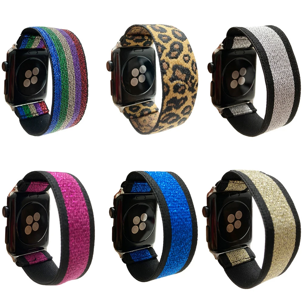 Эластичный ремешок для Apple Watch Band 38 мм 40 42 44 эластичный нейлоновый браслет-петля