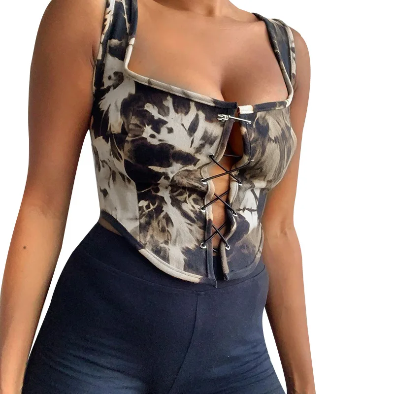 Sexy Tie-dye Drawstring Halter Slim Waistcoat Women Europe and America Can Adjust the Waist and Wrap the Chest
Sexy Tie-dye Drawstring Halter Slim Waistcoat Women Europe and America Can Adjust the Waist and Wrap the Chest