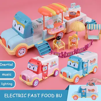 Children Inertia Music Bus Fast Food Truck Simulation Cooking Tableware Kitchen Play House Toys Gifts For Children
Children Inertia Music Bus Fast Food Truck Simulation Cooking Tableware Kitchen Play House Toys Gifts For Children