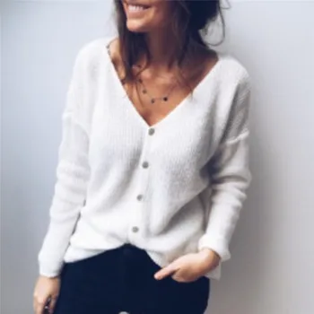 Solid Color Women Sweater With Button Autumn Winter 2020 Casual V-Neck Long Sleeve Crochet Knit Sweater Coat Female Tops
Solid Color Women Sweater With Button Autumn Winter 2020 Casual V-Neck Long Sleeve Crochet Knit Sweater Coat Female Tops