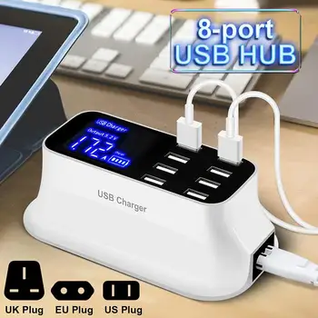 

Multi-port USB Smart Wall Fast Charger + 8 USB Charging Hub +1.5m Cable LCD Backlit High Speed US/UK/EU Plug