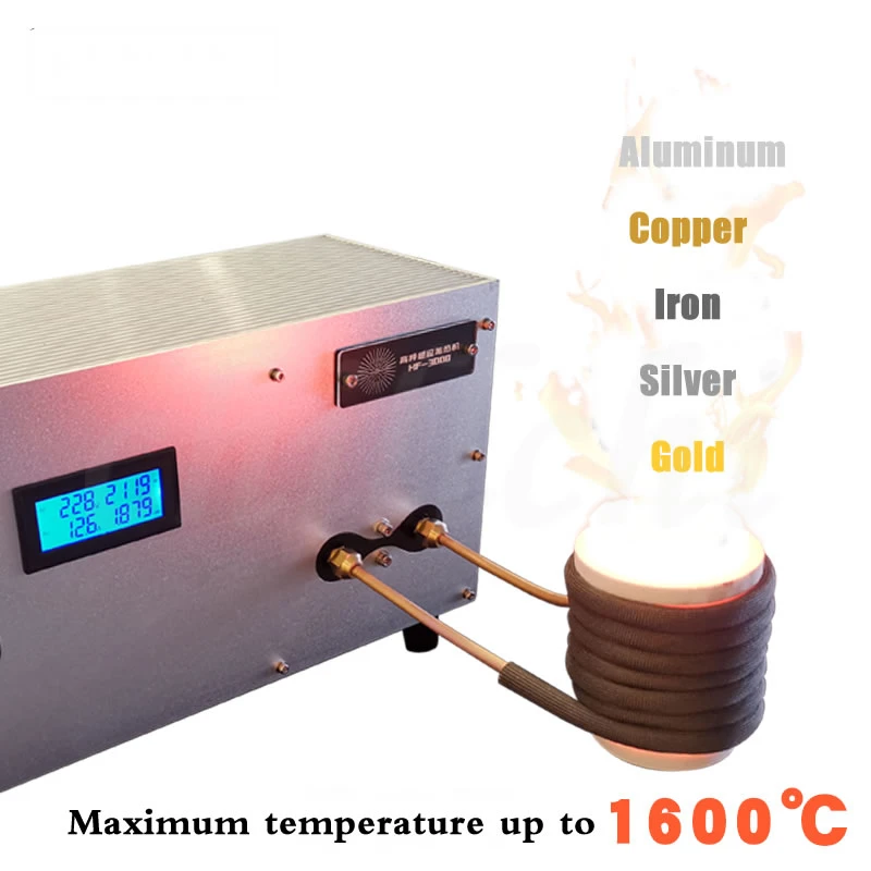 3000W high frequency induction heating machine high temperature melting gold silver furnace iron parts quenching and annealing
3000W high frequency induction heating machine high temperature melting gold silver furnace iron parts quenching and annealing
