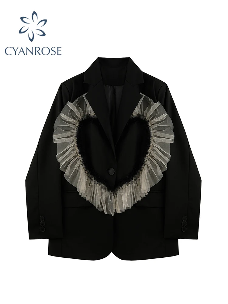Women Chic Heart Patchwork Suit Jacket Office Ladies Loose Fashion Blazer Female Vintage Turn-down Collar Single Breasted Coats
Women Chic Heart Patchwork Suit Jacket Office Ladies Loose Fashion Blazer Female Vintage Turn-down Collar Single Breasted Coats