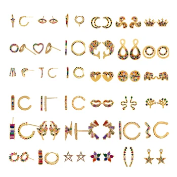 Gold Color Zircon CZ Stud Earrings Heart Circle Geometric Rainbow Earrings Small Korean Style Ear Cuff Crystal Charm Jewelry
Gold Color Zircon CZ Stud Earrings Heart Circle Geometric Rainbow Earrings Small Korean Style Ear Cuff Crystal Charm Jewelry
