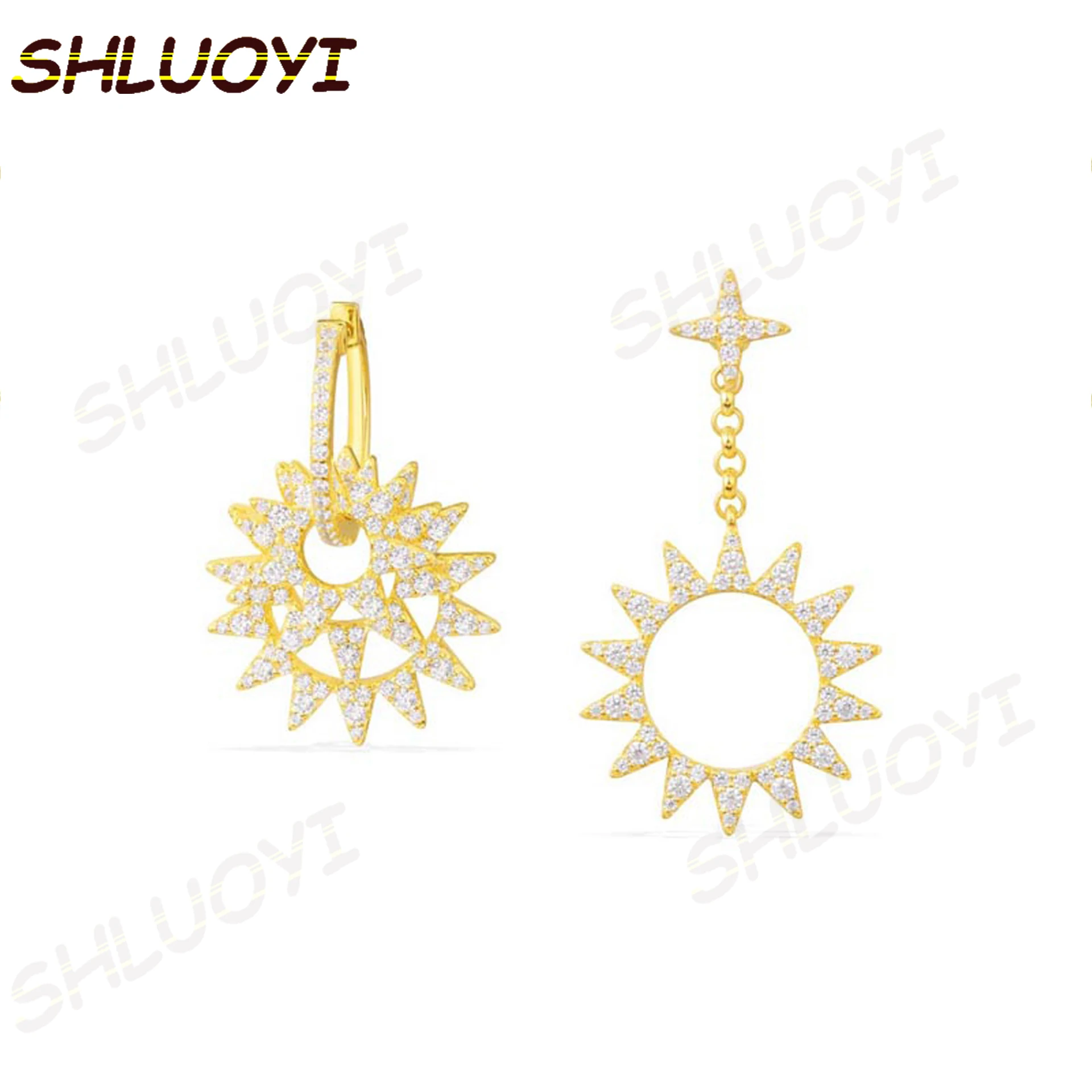 SHLUOYI Fashion Charm Sterling Silver Original 1:1 Copy,Asymmetric Sun Pendant Earrings Luxury Jewelry Gift For Female
SHLUOYI Fashion Charm Sterling Silver Original 1:1 Copy,Asymmetric Sun Pendant Earrings Luxury Jewelry Gift For Female