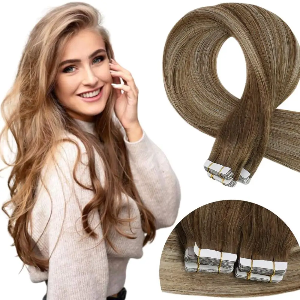 VeSunny Tape in Hair Extensions Adhesive Human Hair Blonde Skin Weft Seamless Brown Glue on Hair Machine Remy 50g #6/60/6 Gloden
VeSunny Tape in Hair Extensions Adhesive Human Hair Blonde Skin Weft Seamless Brown Glue on Hair Machine Remy 50g #6/60/6 Gloden