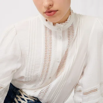 Lace Stitching Elegant White Blouses Women Hollow Out Long Sleeve Ruffles Neck Button Chic Shirts Spring Autumn 2020 Sweet Tops
Lace Stitching Elegant White Blouses Women Hollow Out Long Sleeve Ruffles Neck Button Chic Shirts Spring Autumn 2020 Sweet Tops