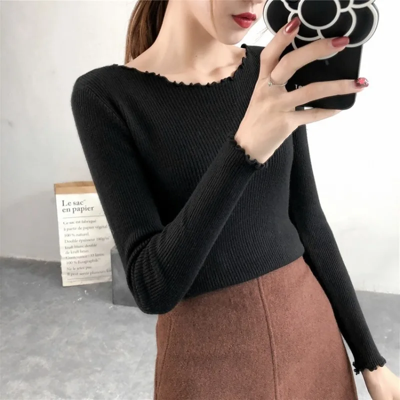 2020 Fall Winter Ruffles Sweater Slash Neck Women Soft Sweaters High Elastic Solid Female Slim Sexy Knitted Pullovers
2020 Fall Winter Ruffles Sweater Slash Neck Women Soft Sweaters High Elastic Solid Female Slim Sexy Knitted Pullovers