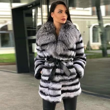 Medium Length Real Rex Rabbit Fur Coat with Silver Fox Fur Turn-down Collar Natural Rex Rabbit Fur Jacket with Leather Belts 
Medium Length Real Rex Rabbit Fur Coat with Silver Fox Fur Turn-down Collar Natural Rex Rabbit Fur Jacket with Leather Belts