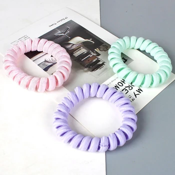 

Lady Elastic Rubber Hair Rope Women Spiral Shape Hairbands Telephone Wire Line Hair Ties Girl Headdress Fashion Hair Accessories