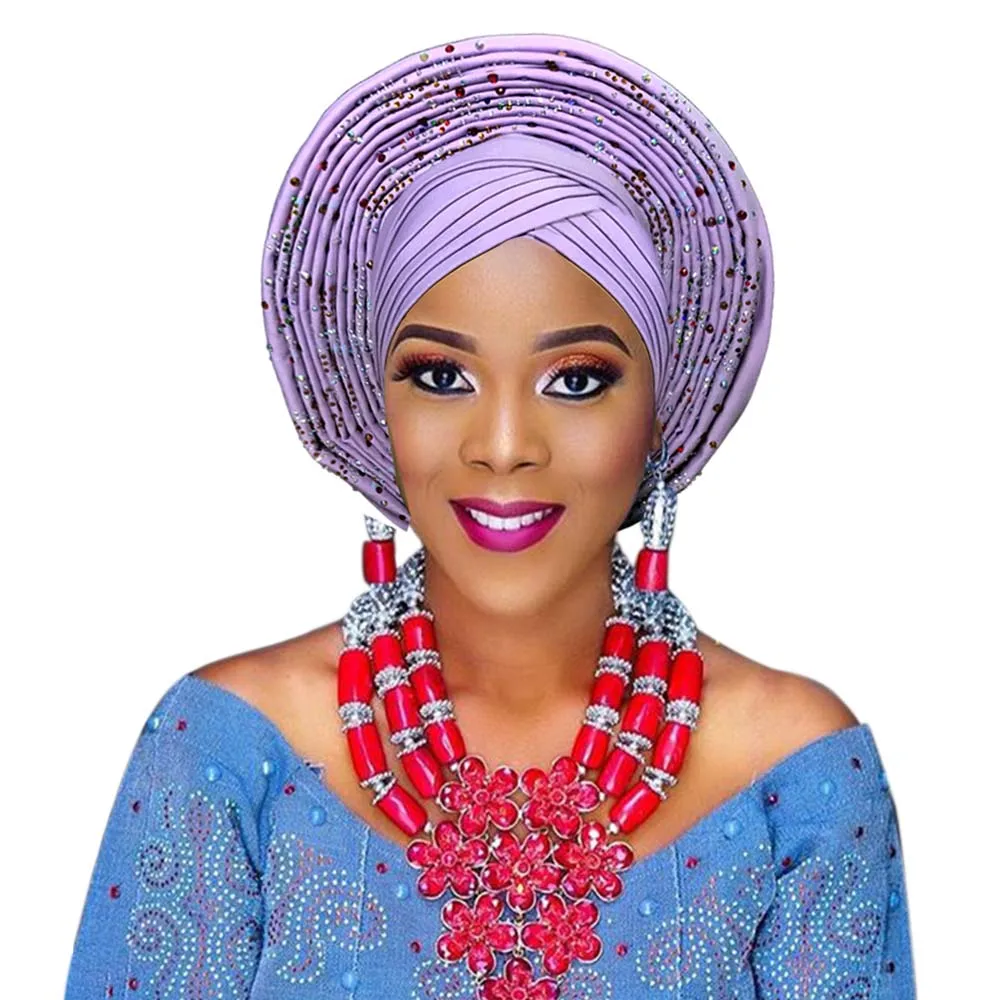 African auto gele headtie nigerian headwrap for wedding party (9)