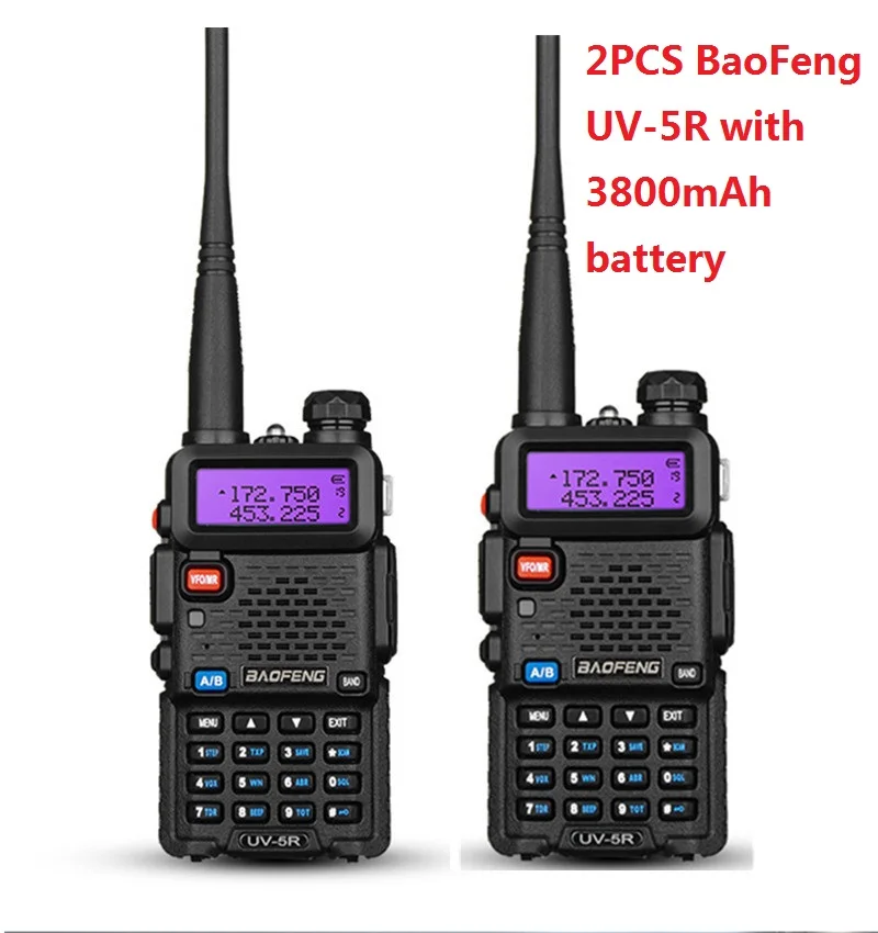 

2pcs Baofeng uv 5r CB radio 3800mah VOX 10 Km VHF Walkie Talkie Two Way radio communicador for Baofeng ham raido uv5r 