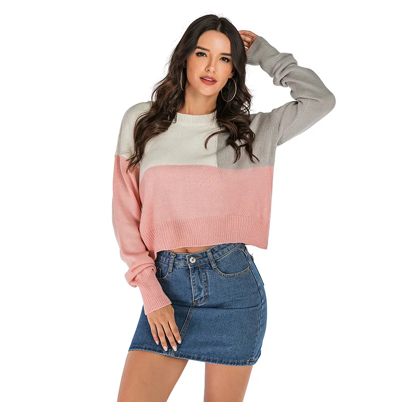 Women Casual Long Sleeve knitting Sweater 2019 Autumn And Winter O Neck 3 Colors Patchwork Pullover Loose Tops Short Sweaters
Women Casual Long Sleeve knitting Sweater 2019 Autumn And Winter O Neck 3 Colors Patchwork Pullover Loose Tops Short Sweaters