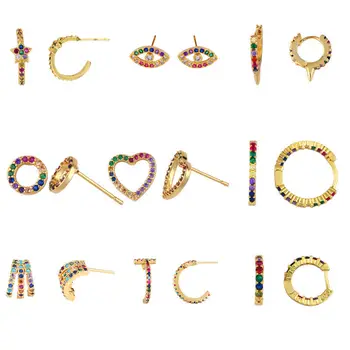 Colorful Zirconia Filled Tiny Eye Star Heart Heometric Earrings Rainbow CZ Stud Earrings for Women Charm Jewelry Gift
Colorful Zirconia Filled Tiny Eye Star Heart Heometric Earrings Rainbow CZ Stud Earrings for Women Charm Jewelry Gift