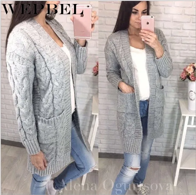 WEPBEL Women's Casual Long Sleeve Loose Pocket Coat Sweater Autumn and Winter Knitted Fashion Solid Color Cardigan Sweater
WEPBEL Women's Casual Long Sleeve Loose Pocket Coat Sweater Autumn and Winter Knitted Fashion Solid Color Cardigan Sweater