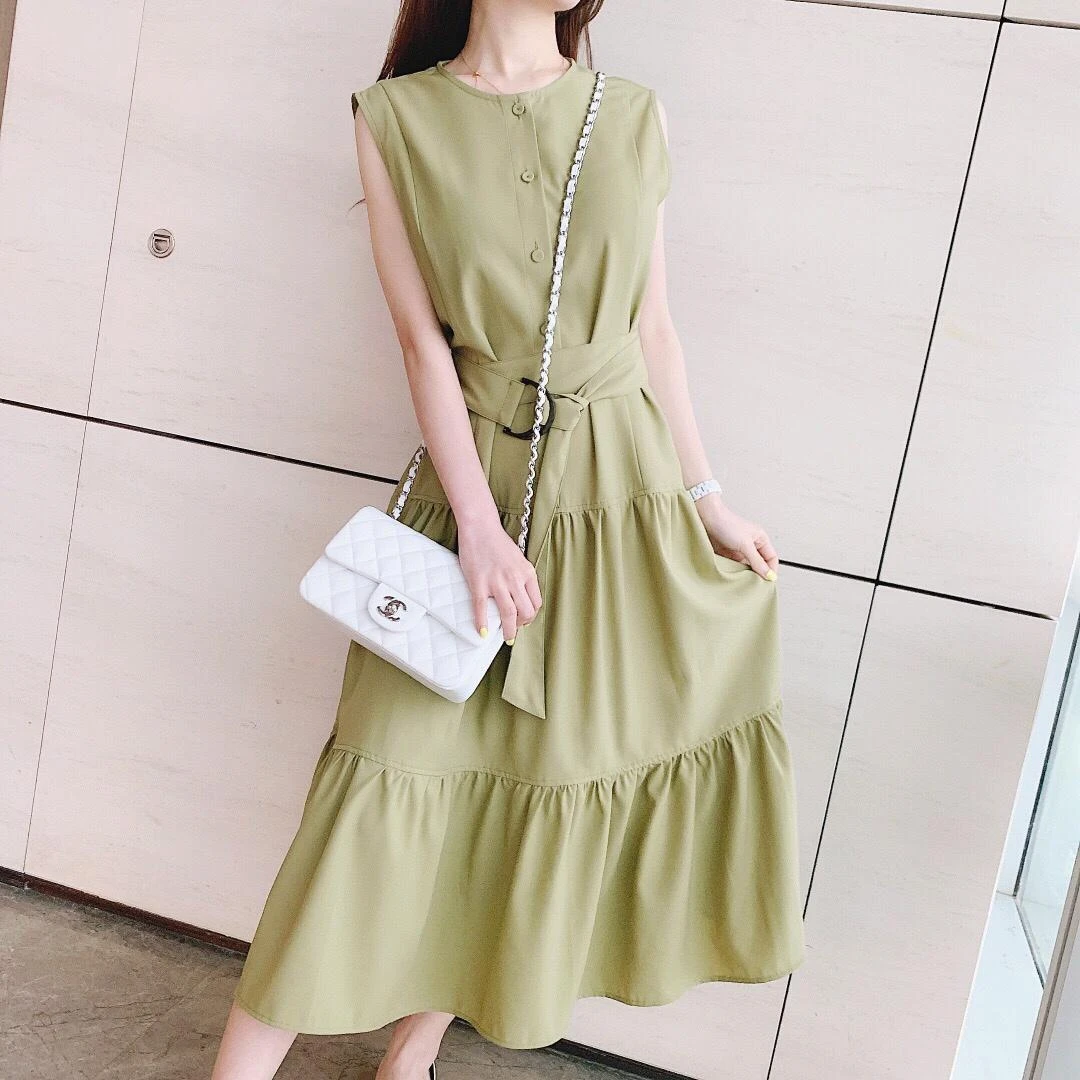 2019 New High Quality Mid-length Simple Round Neck Tie With Waist Loose A Word Large Sleeveless Solid Color Luxury Brand Dress
2019 New High Quality Mid-length Simple Round Neck Tie With Waist Loose A Word Large Sleeveless Solid Color Luxury Brand Dress
