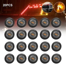 

20Pcs 3/4inch Car Truck Light 3LED Round Side Marker Amber Grille Light Warning Lamp Smoked Waterproof Shell Trailer RV Light