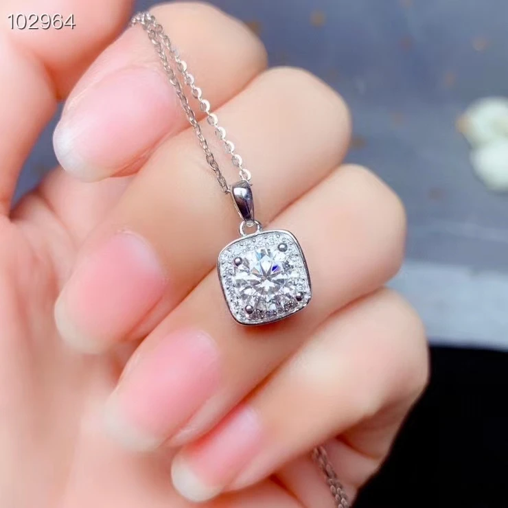 

women necklace 1ct moissanite round gem 6.5mm size color D 925 silver platinum plated women's bubble Necklace supply certificate