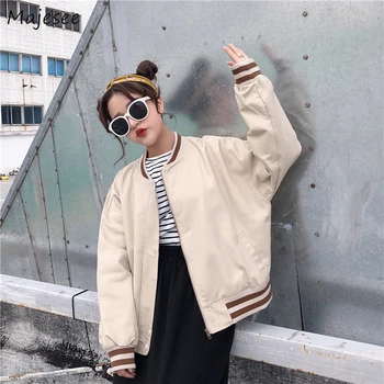 Jackets Women Korean Style Simple All-match Striped Pockets O-Neck BF Baseball Jacket Basic Outwear Womens Coats Loose Student
Jackets Women Korean Style Simple All-match Striped Pockets O-Neck BF Baseball Jacket Basic Outwear Womens Coats Loose Student