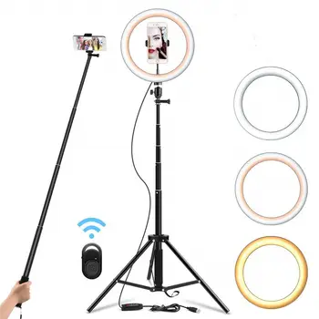 

irio 9" Selfie Ring Light Dimmable Tripod Stand Cell Phone Holder Mini Led Camera Ringlight for Makeup YouTube Video Photography