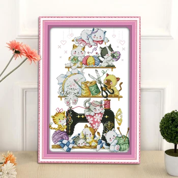 Joy Sunday Kitten next to the sewing machine cross stitch kit Cat pattern Printed Chinese embroidery needlework Decorations sets
Joy Sunday Kitten next to the sewing machine cross stitch kit Cat pattern Printed Chinese embroidery needlework Decorations sets