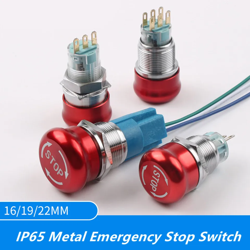 16/19/22mm stainless steel Emergency stop switch Push Button Switch latching 1NO1NC 2NO2NC Car button pin terminal Mushroom head
16/19/22mm stainless steel Emergency stop switch Push Button Switch latching 1NO1NC 2NO2NC Car button pin terminal Mushroom head