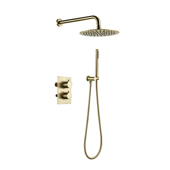 Bathroom Faucet 2 Dial 2 Way Gold Shower Set Diverter Thermostatic Control Mixing Valve Rainshwoer Sets 8/10/12 Inch
Bathroom Faucet 2 Dial 2 Way Gold Shower Set Diverter Thermostatic Control Mixing Valve Rainshwoer Sets 8/10/12 Inch