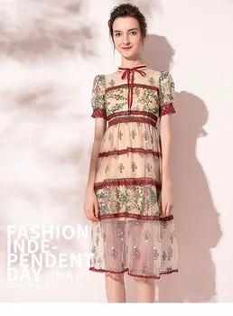 Mesh Sheer Dress Women's Embroidery Dresses Puff Sleeve in Short Lady's Vintage Runway Dress
Mesh Sheer Dress Women's Embroidery Dresses Puff Sleeve in Short Lady's Vintage Runway Dress