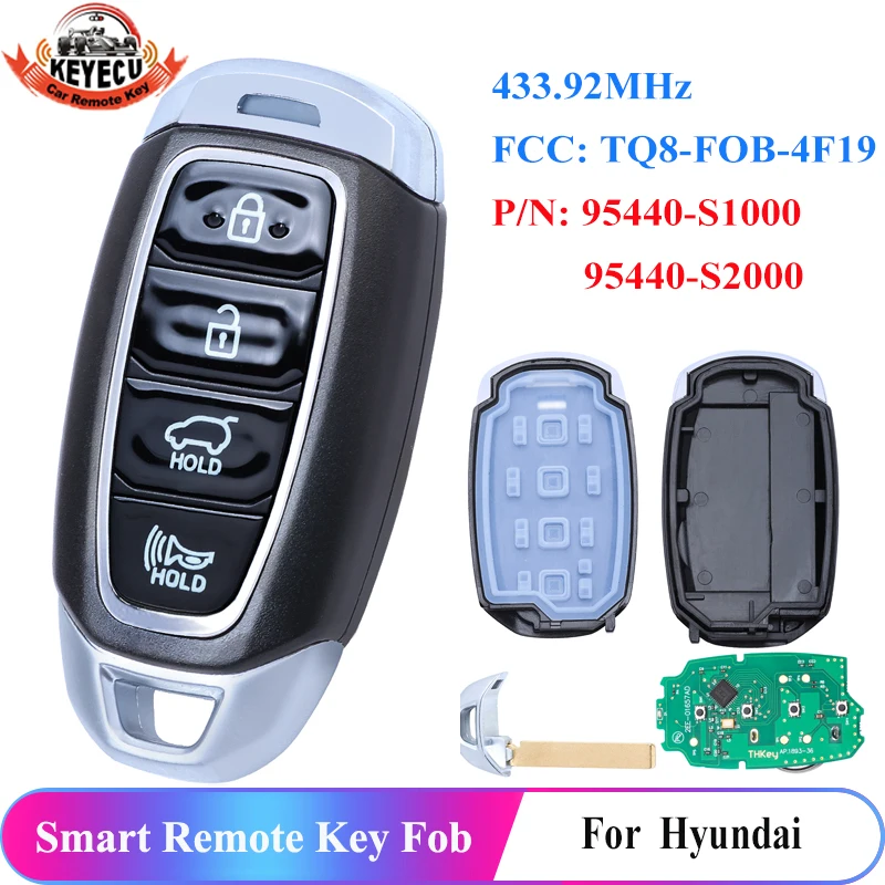 Ключ KEYECU FSK 4 кнопки 433 92 МГц 95440-S1000/95440-S2000 для Hyundai Santa Fe 2018 2019 2020 TQ8-FOB-4F19 | Автомобили