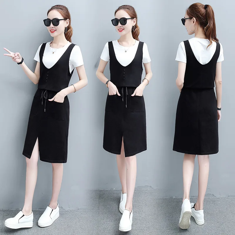 2018 Korean-style Fashion WOMEN'S Suit Loose-Fit Braces Skirt Casual Two-Piece Set Lace-up Mouth Cotton Slit Strapped Dress
2018 Korean-style Fashion WOMEN'S Suit Loose-Fit Braces Skirt Casual Two-Piece Set Lace-up Mouth Cotton Slit Strapped Dress